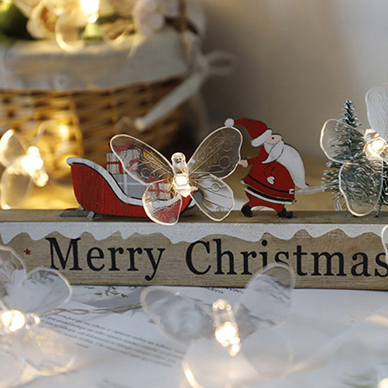 1,5 M 10 LED tauriņš LED pasaku stīgu gaismas ar baterijām ar USB darbināmu kāzu Ziemassvētku āra istabas vītnes dekorēšanas gaismas