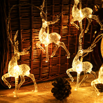 Светодиодна светлина за елени Коледни орнаменти във формата на лос Коледно дърво Фенер Весела Коледа Декор за дома Коледна светлина Градина