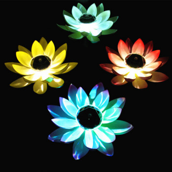 Φωτιστικό λουλουδιού LED με ηλιακή ενέργεια Τεχνητό σχήμα λωτού Πλωτό σιντριβάνι λιμνούλα Κήπος Λάμπα πισίνας Led Night Light Ηλιακό φως πισίνας