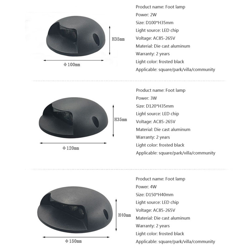 2W 3W 4W Vodootporno ukopano svjetlo LED indukcijsko svjetlo za noge Svjetlo za tlo Svjetlo za tlo Reflektor za kanale Svjetlo za vrt, travnjak, stazu, Pejzažno svjetlo