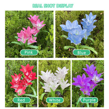 RGB Color 4 Heads Lily Flower Led Solar Light Διακόσμηση εξωτερικού χώρου Αυλή Κήπος Φωτιστικό γκαζόν 600AMH Solar Power Yard Lamp Path