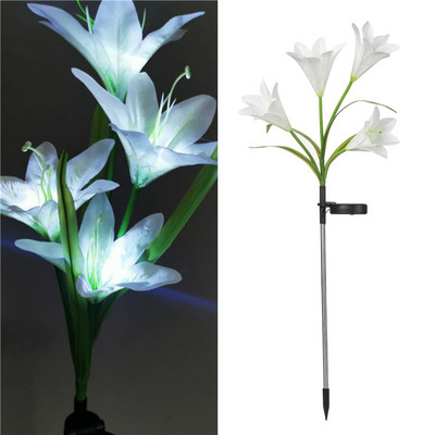 RGB krāsu 4 galvas, lilijas ziedu LED saules gaismas āra apdare pagalma dārza zāliena gaisma 600 AMH saules enerģijas pagalma ceļa lampa