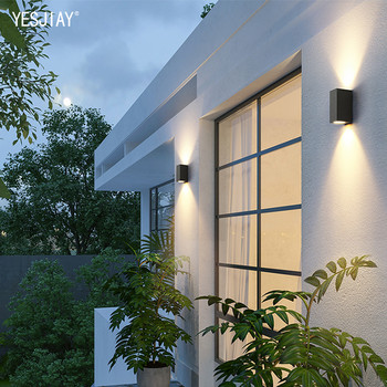 IP65 LED стенна лампа Външно водоустойчиво градинско осветление Алуминий AC86-265 Стенна лампа за вътрешна спалня, хол, стълби