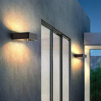 Алуминиево LED външно осветление IP65 Водоустойчива стенна лампа Градина Вила Веранда Аплик Осветителни тела Черен цвят Външни градински мебели