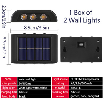 Слънчева LED светлина Външна стенна лампа Водоустойчива стенна лампа Външна слънчева улична лампа Градинска декорация
