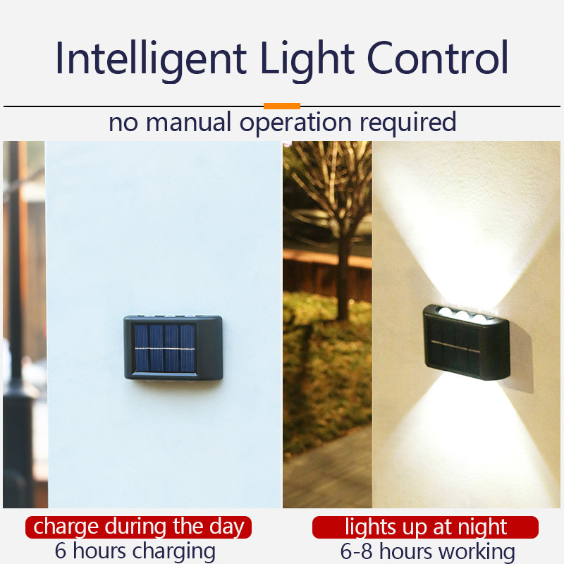 Solar LED lámpa kültéri fali lámpa vízálló fali lámpa kültéri napelemes utcai lámpa kerti dekoráció