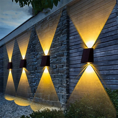 Υψηλής φωτεινότητας Led ηλιακά φωτιστικά τοίχου εξωτερικού χώρου Αδιάβροχα Διακόσμηση κήπου σπιτιού Ηλιακό φωτιστικό βεράντας για Βίλα Σκάλα Διάδρομος Αίθριο