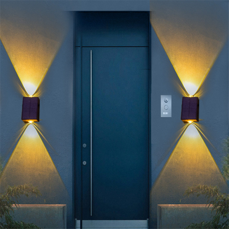 Didelio ryškumo LED lauko saulės sieniniai šviestuvai vandeniui atsparūs namų sodo apdailai saulės verandos lempa, skirta vilos laiptų koridoriaus terasai