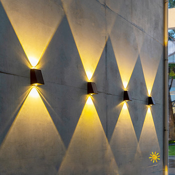 Ηλιακά φωτιστικά led Φωτιστικό τοίχου εξωτερικού χώρου Κτίρια κήπου πάνω κάτω αδιάβροχη βεράντα ηλιακό φως Απλίκα τοίχου Ηλιοβασίλεμα Φωτιστικό Εξωτερικού χώρου διακόσμηση