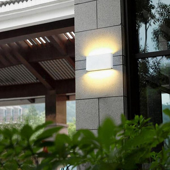 IP65 LED Φωτιστικό τοίχου Αδιάβροχο εξωτερικό φωτισμό κήπου Αλουμίνιο 6W 12W AC86-265 Εσωτερικό Υπνοδωμάτιο Σαλόνι Σκάλα Φωτιστικό τοίχου