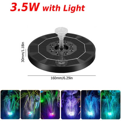 Solarna pumpa za fontane 3,5 W LED svjetla Fontana na solarni panel Pumpa za ukrašavanje šarenog vrtnog jezerca Vodopad Bazeni