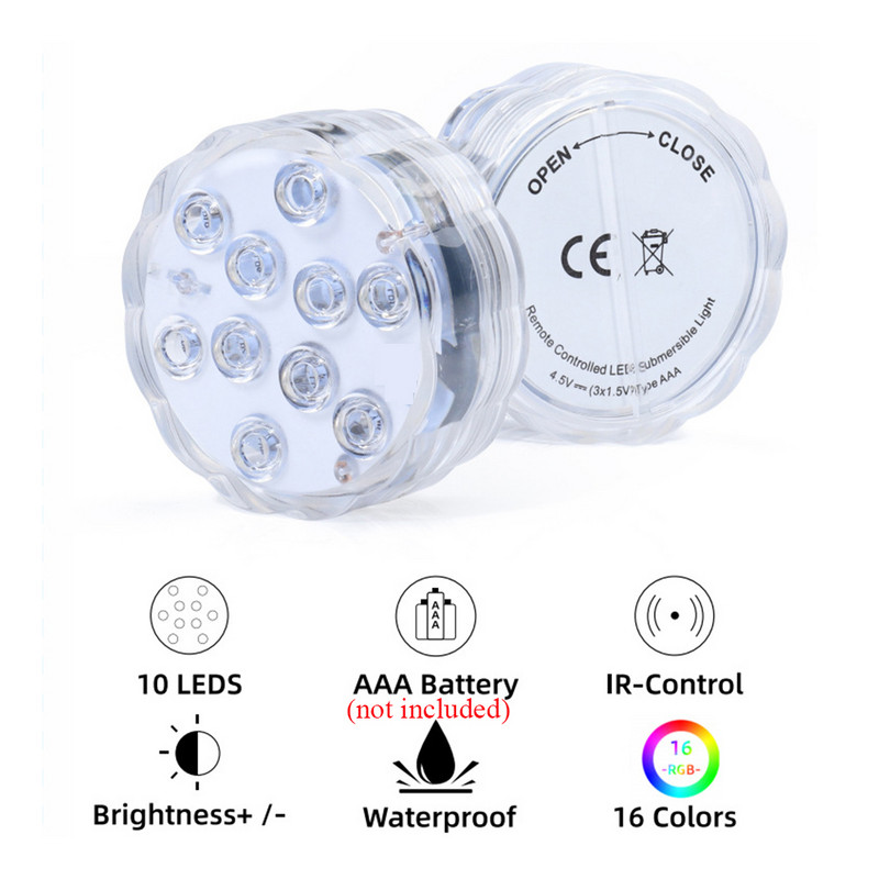 Veealused tuled LED RGB sukelvalgusti kaugjuhtimispuldiga veekindel öövalgusti kodukaunistuseks peobasseini tiik