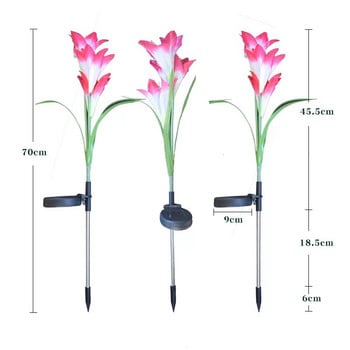Външна слънчева градинска светлина Водоустойчива LED бяла светлина Светлини за морава 3 Приказни светлини на лилии Коледна украса Градински светлини