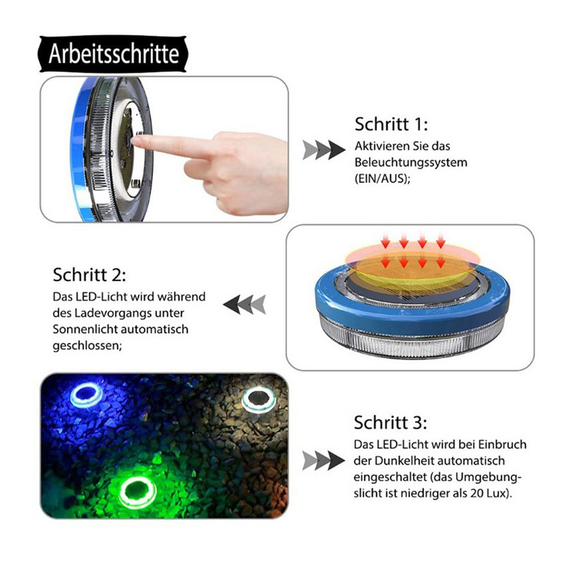 Saules peldošais baseins Led apgaismojums āra ūdensnecaurlaidīgs dārza kāpnes gaismas dīķis gaismas ūdens virsma dekoratīvās gaismas baseina ballītes lampa
