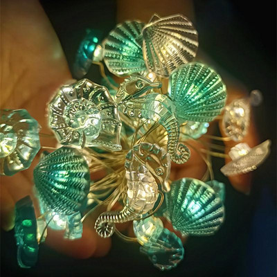 LED šviesos virvelė 3M 2M Seahorse Seastar Shell Fairy šventinė girlianda Kalėdų lempa lauko vestuvių vakarėlio dekoravimui