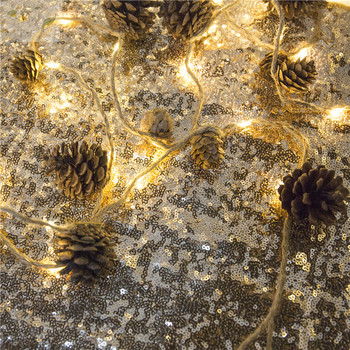 Коледен декор Борови шишарки Канап Светодиодни нишки Светлини, работещи на батерии Приказни светлини Коледно празнично дърво и спалня Декорация за дома