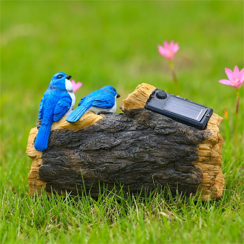 Lampa za travnjak otporna na vremenske uvjete, prozirna izrezbarena smola, kip ptice iz crtanih filmova, s LED svjetlom za uređenje vrta na terasi