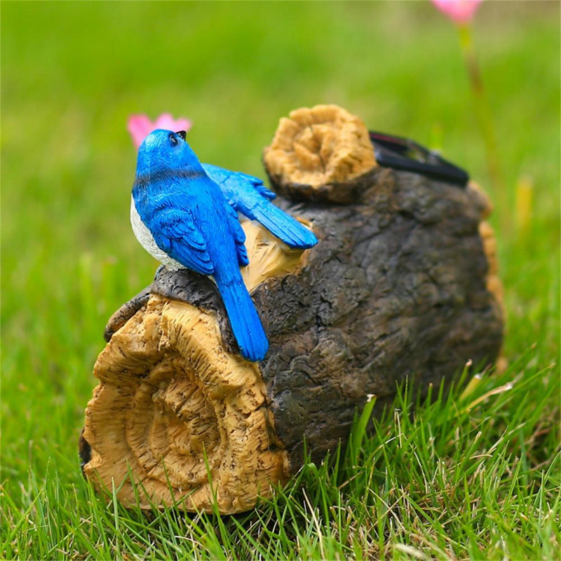 Lampa za travnjak otporna na vremenske uvjete, prozirna izrezbarena smola, kip ptice iz crtanih filmova, s LED svjetlom za uređenje vrta na terasi