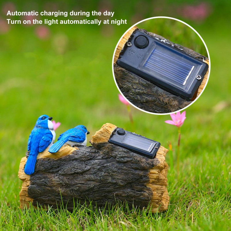 Lampa za travnjak otporna na vremenske uvjete, prozirna izrezbarena smola, kip ptice iz crtanih filmova, s LED svjetlom za uređenje vrta na terasi