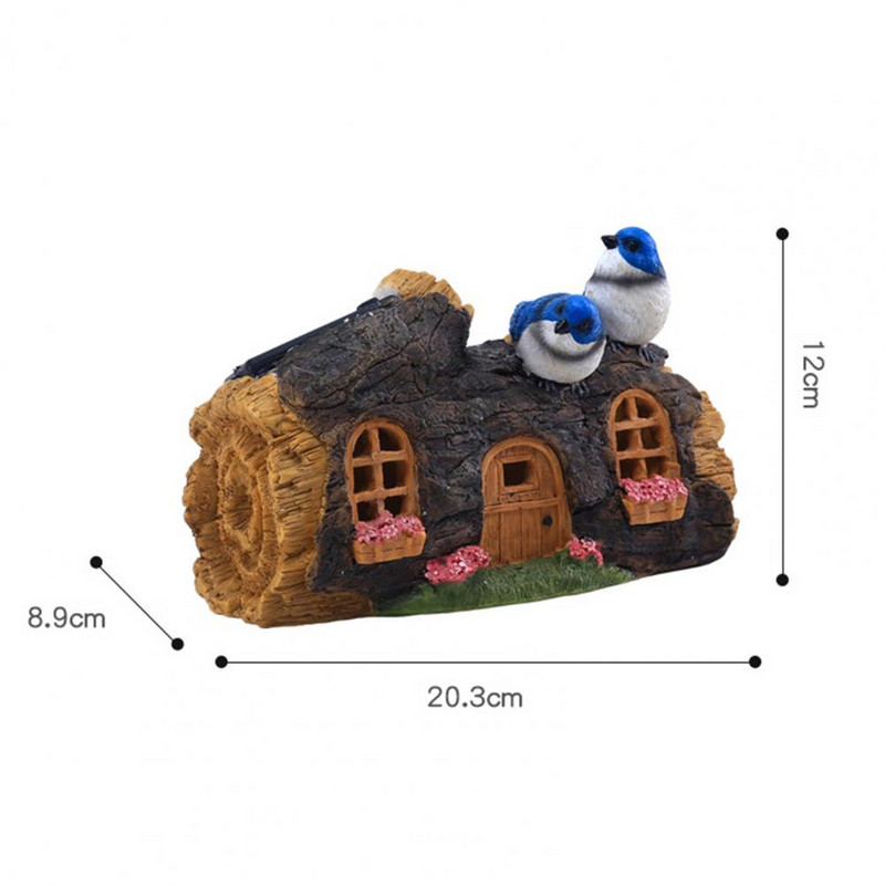Lampa za travnjak otporna na vremenske uvjete, prozirna izrezbarena smola, kip ptice iz crtanih filmova, s LED svjetlom za uređenje vrta na terasi