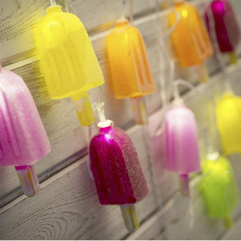 Varavīksnes saldējuma LED gaismas virtenes pasaku dārza vītnes lampa Ziemassvētku kāzu dzimšanas dienas ballīte Guļamistabas āra dekorācijas