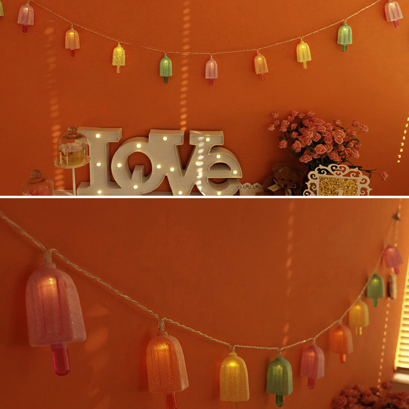 Varavīksnes saldējuma LED gaismas virtenes pasaku dārza vītnes lampa Ziemassvētku kāzu dzimšanas dienas ballīte Guļamistabas āra dekorācijas