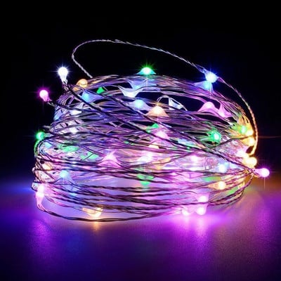 Akkumulátoros LED-es tündérfények rézhuzal zsinór 1/2/5/10M ünnepi szabadtéri lámpafüzér karácsonyfa esküvői parti díszítésére