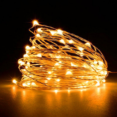 Akumuliatorius Led Fairy Lights varinės vielos styga 1/2/5/10M šventinė lauko lempos girlianda Kalėdų eglutės vestuvių vakarėliui papuošti
