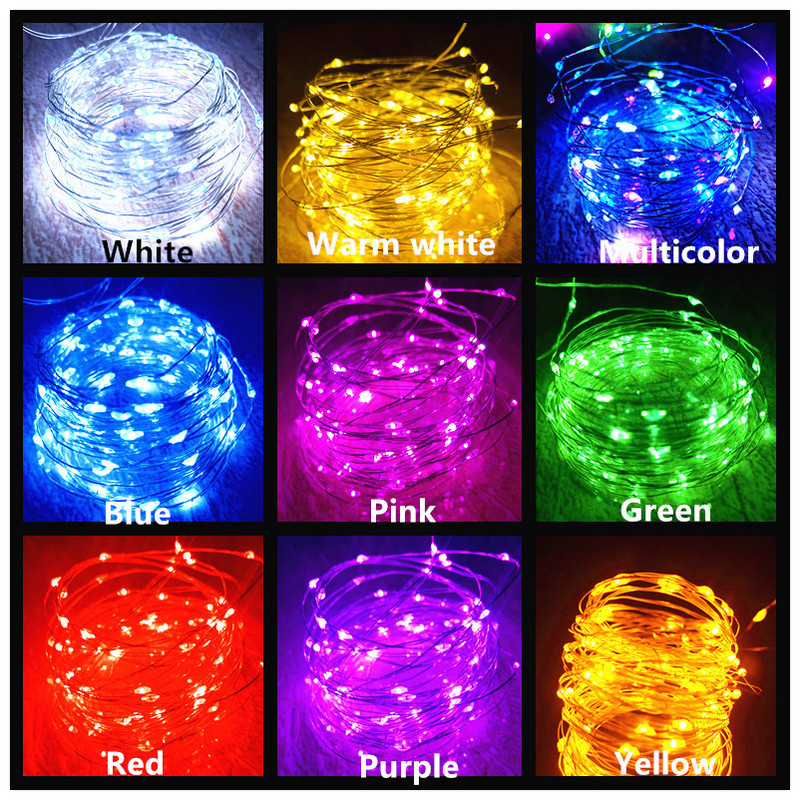 Akumuliatorius Led Fairy Lights varinės vielos styga 1/2/5/10M šventinė lauko lempos girlianda Kalėdų eglutės vestuvių vakarėliui papuošti