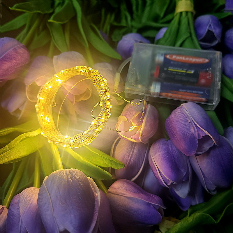 Akumuliatorius Led Fairy Lights varinės vielos styga 1/2/5/10M šventinė lauko lempos girlianda Kalėdų eglutės vestuvių vakarėliui papuošti