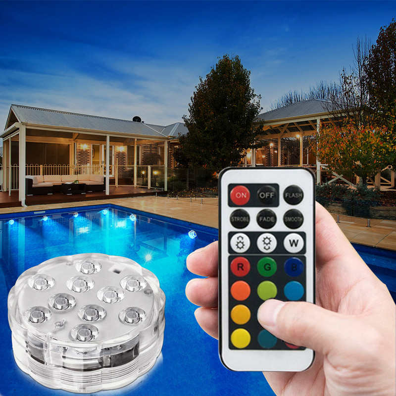LED víz alatti lámpa RGB távirányító IP68 vízálló tóhoz kültéri úszómedencéhez dekoratív akváriumi akváriumi éjszakai lámpa