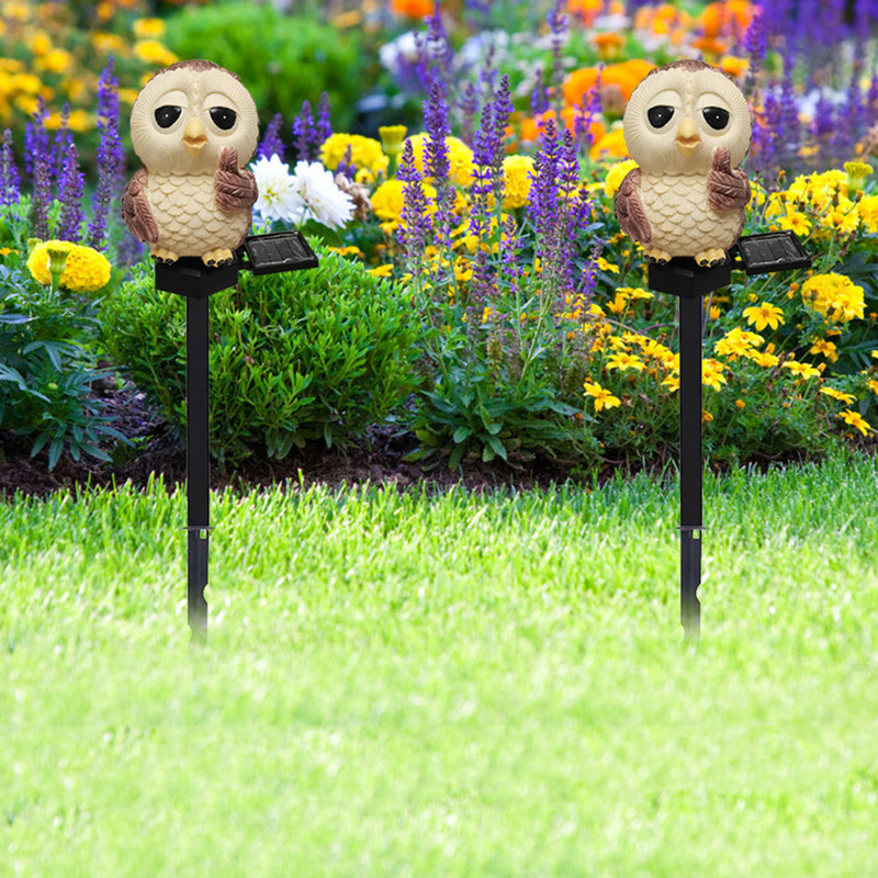 Smola Sova LED lampe za travnjak Solarna svjetlost za vrt Vodootporna vanjska vrtna kolac za travnjak Blagdanska ukrasna zemljišna lampa iz crtanih filmova