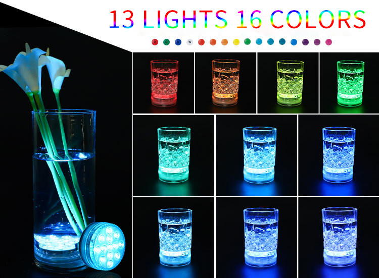 13 Led gyöngy merülő fényű vízálló víz alatti lámpa kerti úszómedence szökőkúthoz Spa Party Fürdőszoba tó Akvárium 1db