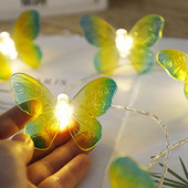 LED Creative Butterfly Light String Baterija Nakts Purpura Taureņu Lampa Garland Fairy Light String Brīvdienu mājas ballīšu dekors 1,5 m