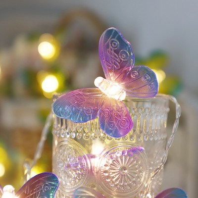 LED Creative Butterfly Light String Baterija Nakts Purpura Taureņu Lampa Garland Fairy Light String Brīvdienu mājas ballīšu dekors 1,5 m
