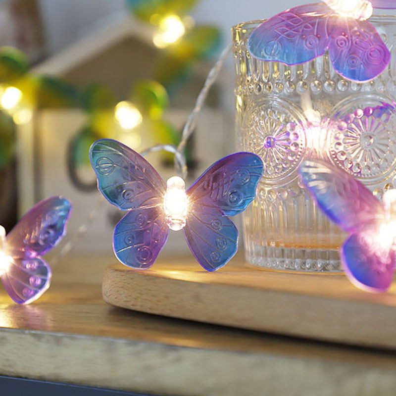 LED Creative Butterfly Light String Baterija Nakts Purpura Taureņu Lampa Garland Fairy Light String Brīvdienu mājas ballīšu dekors 1,5 m