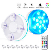 Merülő LED lámpák rádiófrekvenciás távirányítóval, IP68 vízálló víz alatti lámpával, 15 LED 16 színű tólámpával akváriumi szökőkútvázához