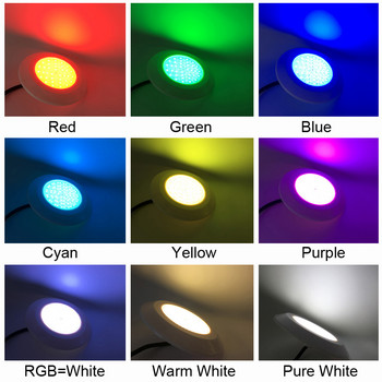 Басейн LED Подводна 12W RGB цветна спот светлина Ултратънка пластмасова смола, пълна със смола DC12V Студен бял син цвят Топъл бял