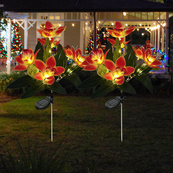2τμχ Ηλιακά Φωτιστικά LED Ορχιδέα Φωτιστικά Χλοοτάπητα Εξωτερικού Αδιάβροχο Φωτιστικό Κήπου Διακόσμηση Κήπου Φωτιστικά γκαζόν