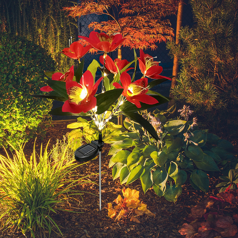2 komada solarnih svjetala LED svjetiljke za travnjak s orhidejama Vanjske vodootporne svjetiljke za vrtne stupove Ukrasne svjetiljke za travnjake