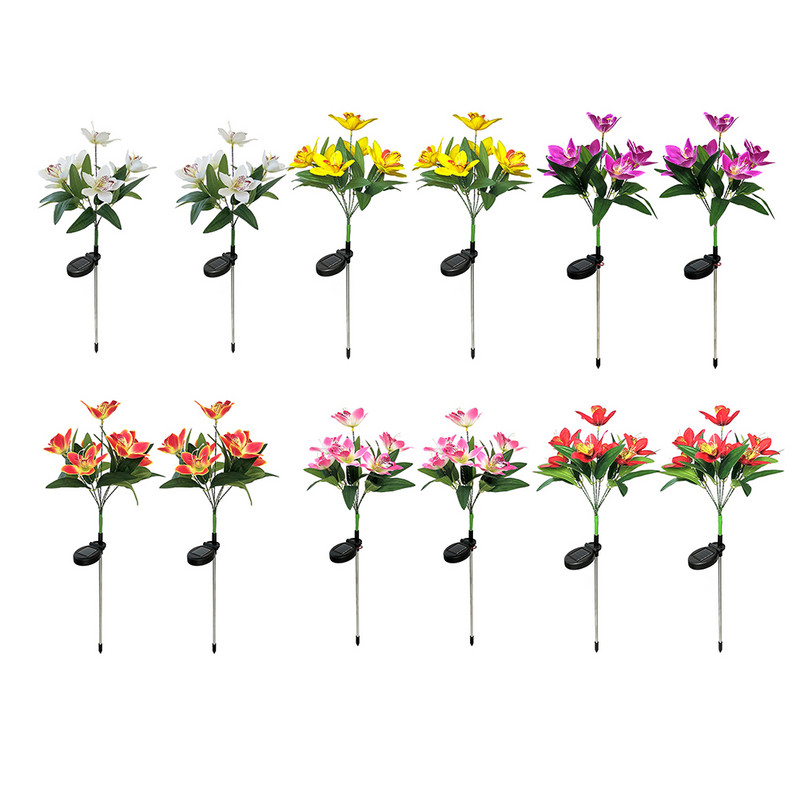 2 komada solarnih svjetala LED svjetiljke za travnjak s orhidejama Vanjske vodootporne svjetiljke za vrtne stupove Ukrasne svjetiljke za travnjake