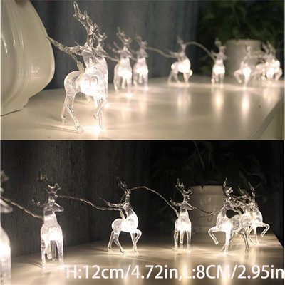 Deer Fairy Lights LED žica Girlanda Božićno drvce Decor Party Lamp Kućna vanjska rasvjeta Vjenčanje Spavaća soba Zavjesa Blagdanska terasa
