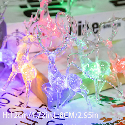 Deer Fairy Lights LED žica Girlanda Božićno drvce Decor Party Lamp Kućna vanjska rasvjeta Vjenčanje Spavaća soba Zavjesa Blagdanska terasa