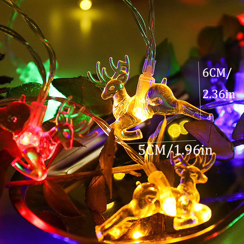 Deer Fairy Lights LED žica Girlanda Božićno drvce Decor Party Lamp Kućna vanjska rasvjeta Vjenčanje Spavaća soba Zavjesa Blagdanska terasa