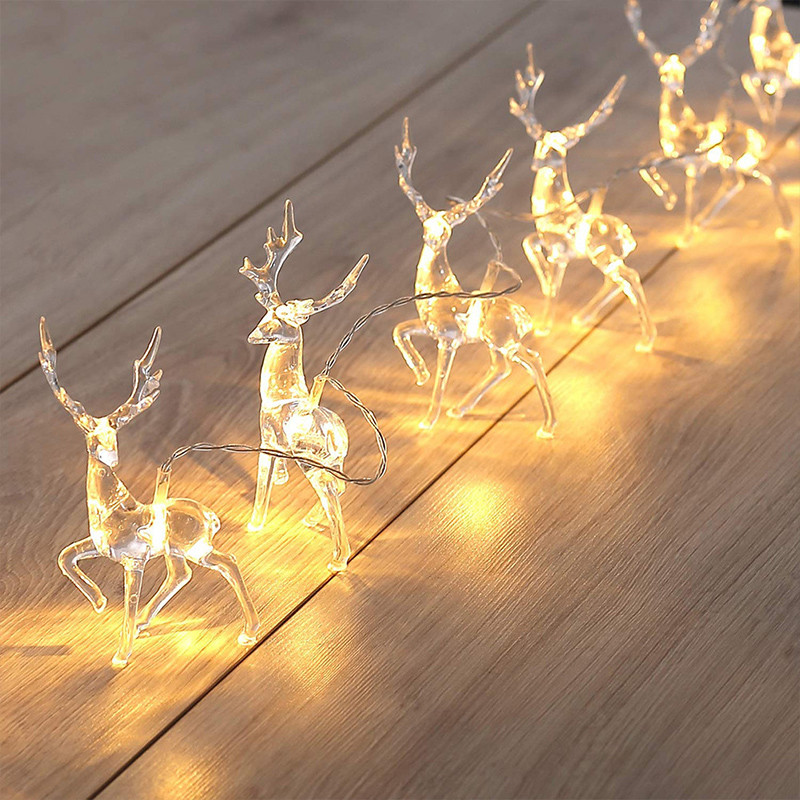 Deer Fairy Lights LED žica Girlanda Božićno drvce Decor Party Lamp Kućna vanjska rasvjeta Vjenčanje Spavaća soba Zavjesa Blagdanska terasa