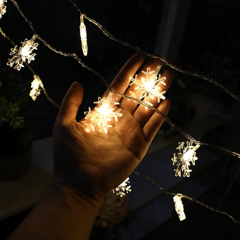LED гирлянда от снежинки Коледна светлина Нишка Батерия Захранване 1/2/4 M Приказни светлини Спалня Всекидневна Декорация на градина на открито