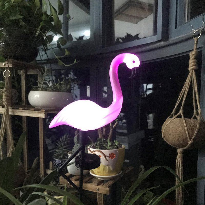 Led Flamingo vandeniui atsparus saulės vejos apšvietimas lauko sodo dekoravimui Šviesios sodo grindys su kraštovaizdžio šviestuvais