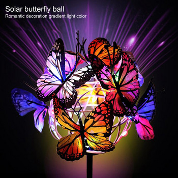 1 комплект слънчева лампа тип пеперуда IP65 Водоустойчива градинска лампа за пътека декоративна лампа за морава пеперуда Светлини за колове със слънчева енергия