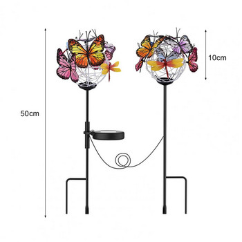 1 комплект слънчева лампа тип пеперуда IP65 Водоустойчива градинска лампа за пътека декоративна лампа за морава пеперуда Светлини за колове със слънчева енергия