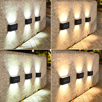 2 бр. Модерен слънчев стенен аплиц IP65 Ниво Водоустойчив Външен дъждоустойчив Интелигентна лампа за градина Вила Декорация на вътрешен двор